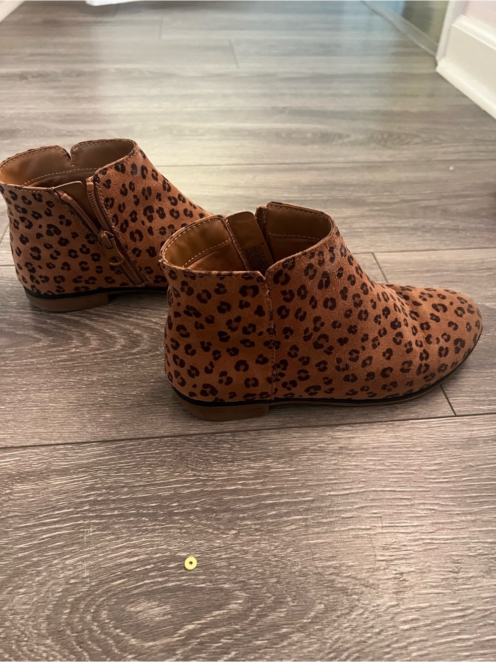 Leopard Print Ankle Booties - Brown